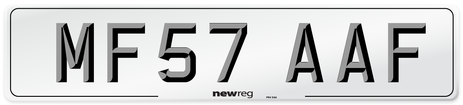 MF57 AAF Number Plate from New Reg